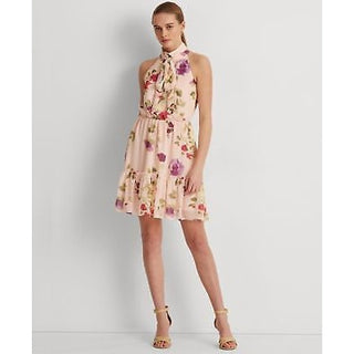 Lauren Ralph Lauren Floral Chiffon Sleeveless Dres Pinksage Multi 18