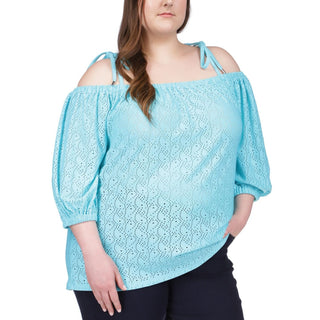 Michael Kors Plus Size Off-The-Shoulder Eye Turquoise 0X