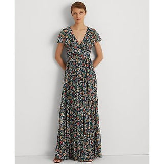 Lauren Ralph Lauren Floral Crinkle Georgette Gown Blue Multi 6